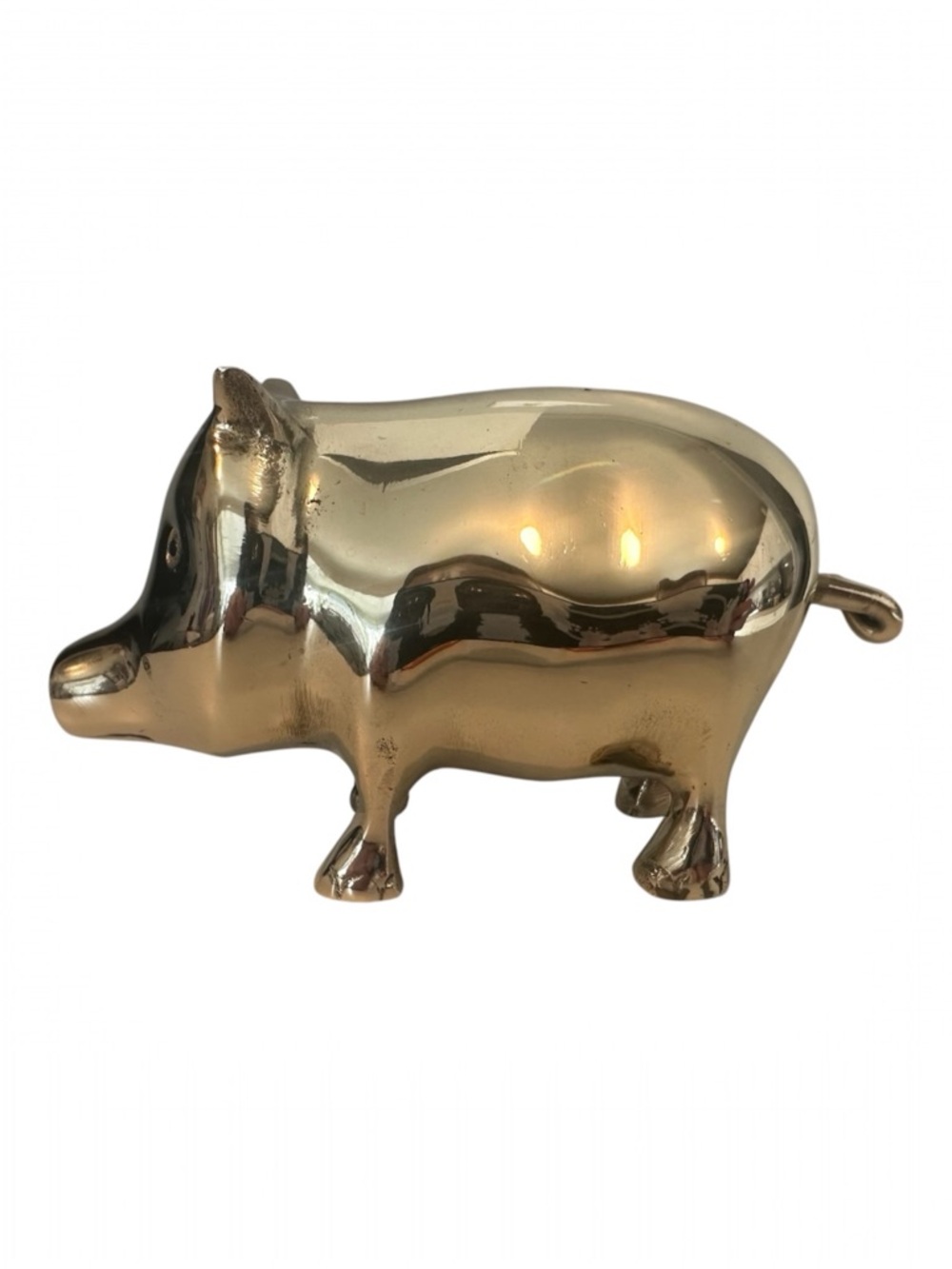 Vintage Brass Pig Figure Farm Animal Figurine Sculpture MCM Mid-Century Modern